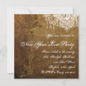 Invitation Chandelier vintage Champagne Nouvel An Soirée (Dos)