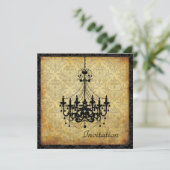 Invitation Chandelier Vintage PixDezines+damask, parchemin (Debout devant)