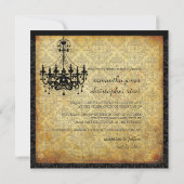 Invitation Chandelier Vintage PixDezines+damask, parchemin (Dos)