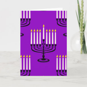 Invitation chandelier violet hanoukka juif