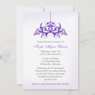 Invitation Chandelier violet personnalisé Douche nuptiale Inv