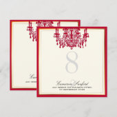 Invitation Chandeliers/numéros de table rouges PixDezines (Devant / Derrière)