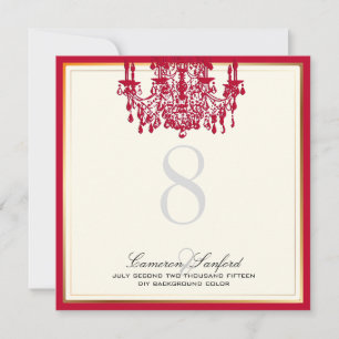 Invitation Chandeliers/numéros de table rouges PixDezines