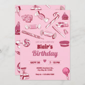 Invitation Chandelles roses doux (Devant / Derrière)