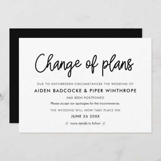 Invitation Changement de calligraphie moderne plan mariage mi (Devant / Derrière)