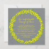 Invitation Changement de couronne de fleurs gris jaune acacia (Devant)