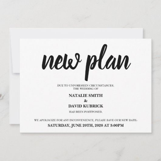 Invitation Changement de date Annonce de mariage reporté (Devant)