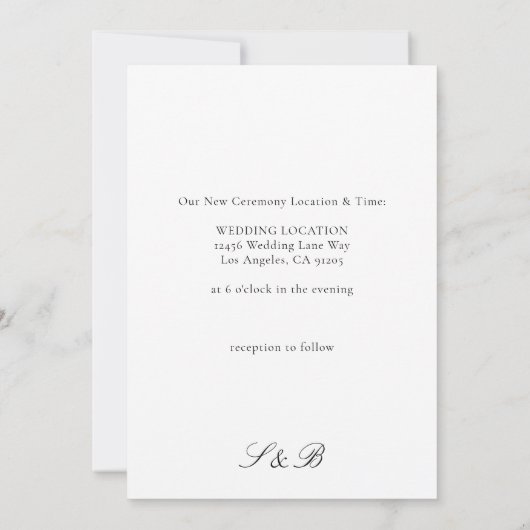 Invitation Changement de date blanc (Dos)