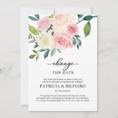 Invitation Changement de date Blush Fleurs Mariage Report (Devant)