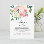 Invitation Changement de date Blush Fleurs Mariage Report (Debout devant)