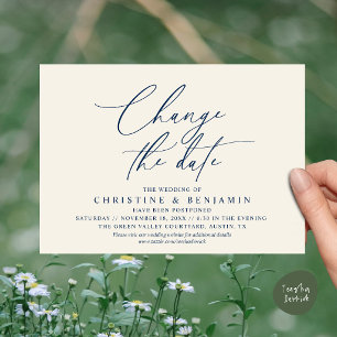 Invitation Changement de date de mariage élégant en écriture