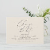 Invitation Changement de Date de Mariage Élégant Reporté (Debout devant)