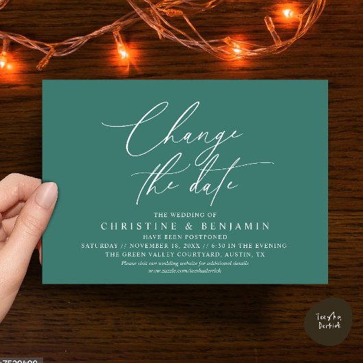 Invitation Changement de Date de Mariage Élégant Reporté