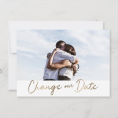 Invitation Changement de date de mariage en écriture dorée Ch (Devant)