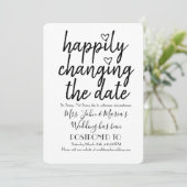 Invitation Changement de date de mariage en noir et blanc (Debout devant)