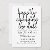 Invitation Changement de date de mariage en noir et blanc (Devant)