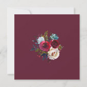 Invitation Changement de date de mariage floral rouge Bourgog (Dos)