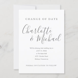 Invitation Changement de date de signature moderne reporté