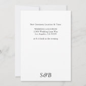 Invitation Changement de date d'écriture à la main blanc & no (Dos)