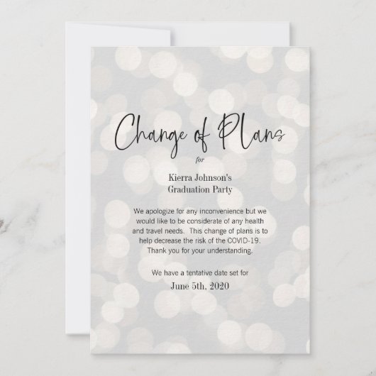 Invitation Changement de date d'événement professionnel ou pe (Devant)