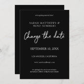 Invitation Changement de date - écriture manuscrite blanc et (Devant / Derrière)