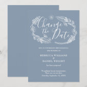 Invitation Changement de Date Élégant Fleurs Repoussées (Devant / Derrière)