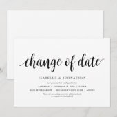 Invitation Changement de date, Mariage Changement de date (Devant / Derrière)