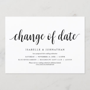 Invitation Changement de date, Mariage Changer la date