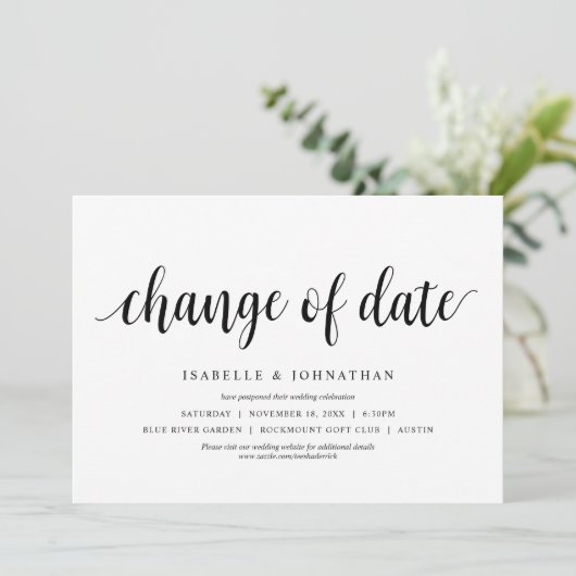 Invitation Changement de date, Mariage Modifier la date (Debout devant)