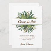 Invitation Changement de date mariage reporté feuilles rustiq (Devant / Derrière)