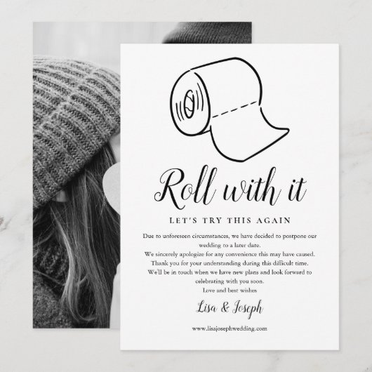 Invitation Changement de date Report Événement annulé Photo (Devant / Derrière)