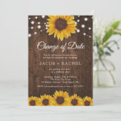 Invitation Changement de date rustique Mariage des lumières d (Debout devant)