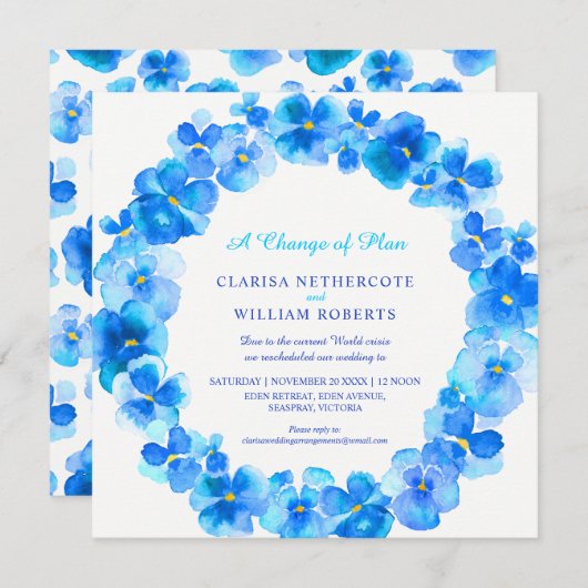 Invitation Changement de mariage de plan reprogrammé (Devant / Derrière)
