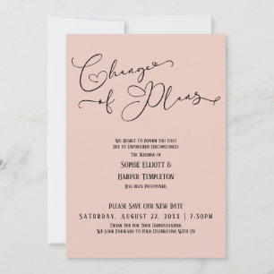 Invitation Changement de plan, Elegant Blush Date du nouveau