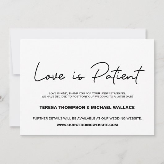 Invitation Changement de plan L'amour est le Mariage patient  (Devant)