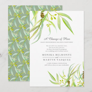 Invitation Changement de plan mariage d'aquarelle feuille Euc