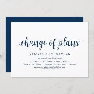 Invitation Changement de plan, Mariage Modifier la date