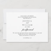 Invitation Changement de plan moderne Mariage de PHOTO report (Dos)