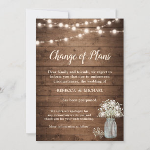 Invitation Changement de plan Rustique Baby's Breath String L