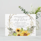Invitation Changement de plan rustique Script tournesol en bo (Debout devant)