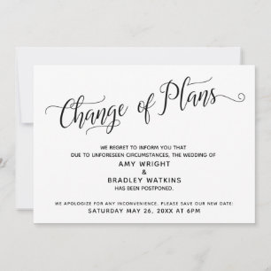 Invitation Changement de plans Annonce de mariage reporté