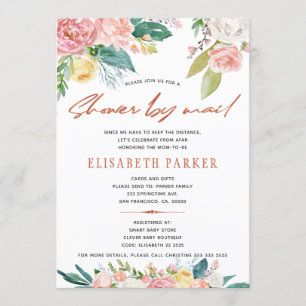 Invitation Changement de plans baby shower rose à fleurs par 