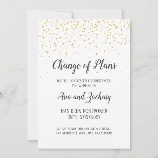 Invitation Changement de plans de mariage à calligraphie avec (Devant)