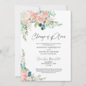 Invitation Changement de plans de mariage floral rose blush (Devant)