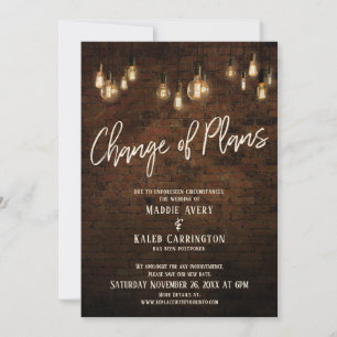 Invitation Changement de plans Edison éteint le mariage repor