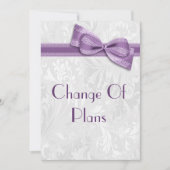 Invitation Changement de plans en damas et violet (Devant)
