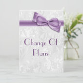 Invitation Changement de plans en damas et violet (Debout devant)