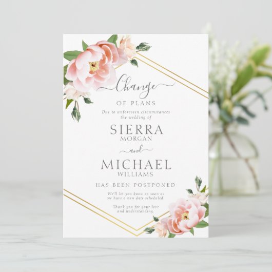 Invitation Changement de plans flou Mariage reporté (Debout devant)