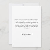 Invitation Changement de plans Mariage de postponction Callig (Dos)