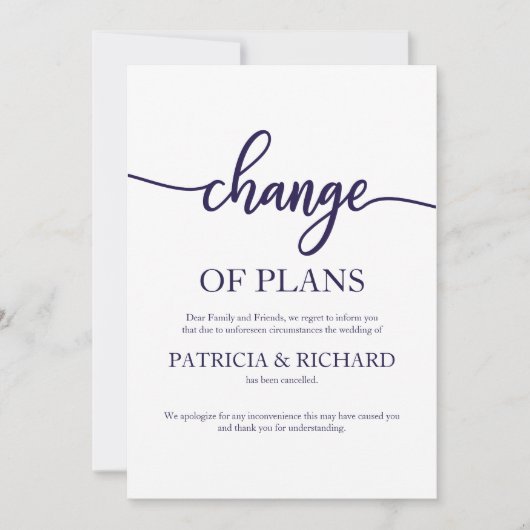 Invitation Changement De Plans Mariage Reporté Annulé (Devant)